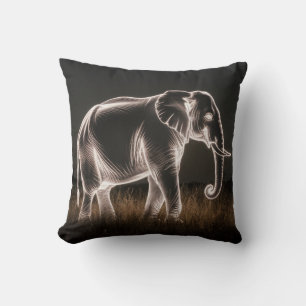 Luminous Elephant Silhouette Throw Pillow
