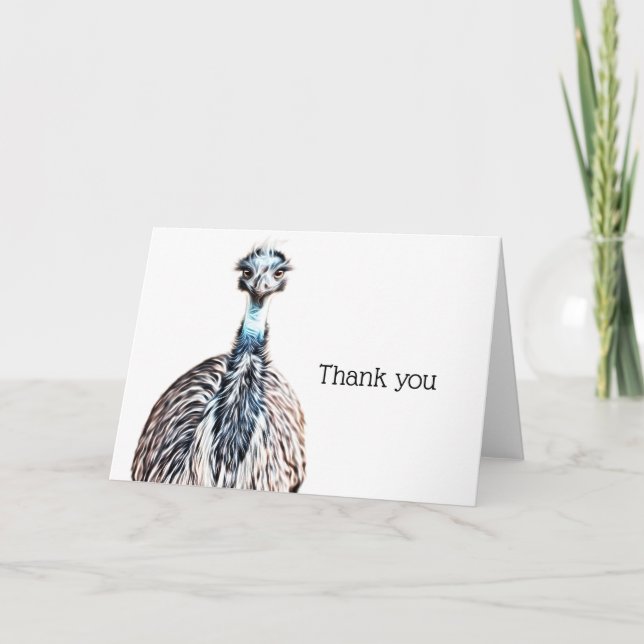 Luminous Emu Art Letterpress Thank You Card (Front)