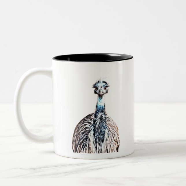 Luminous Emu Bird Art Two-Tone Coffee Mug (Left)