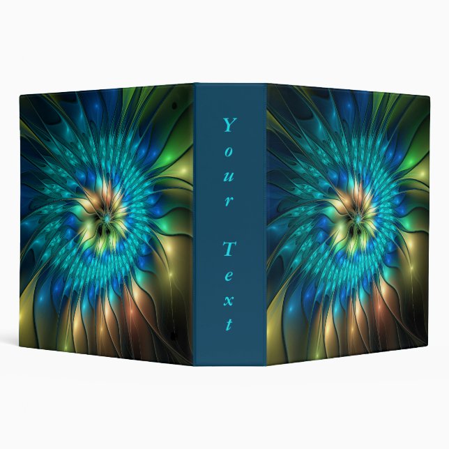 Luminous Fantasy Flower, Colorful Abstract Fractal 3 Ring Binder (Background)
