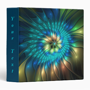 Luminous Fantasy Flower, Colorful Abstract Fractal 3 Ring Binder