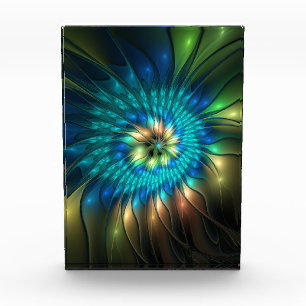 Luminous Fantasy Flower, Colorful Abstract Fractal Acrylic Award