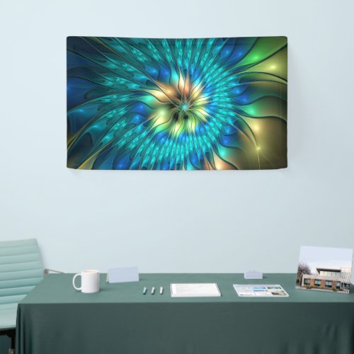 Luminous Fantasy Flower Colorful Abstract Fractal Banner