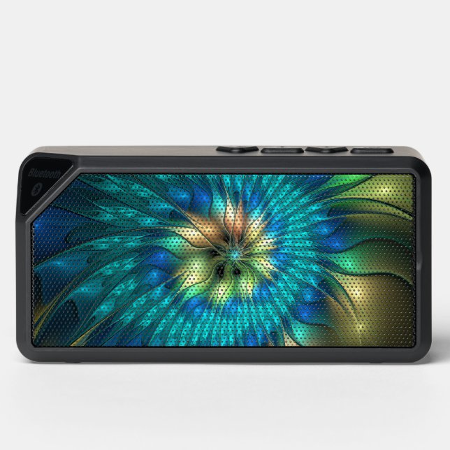 Luminous Fantasy Flower, Colorful Abstract Fractal Bluetooth Speaker (Front)