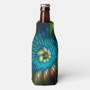 Luminous Fantasy Flower, Colorful Abstract Fractal Bottle Cooler