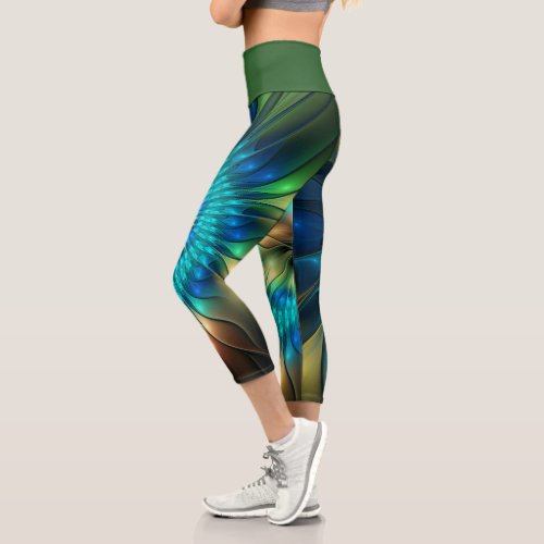 Luminous Fantasy Flower Colorful Abstract Fractal Capri Leggings