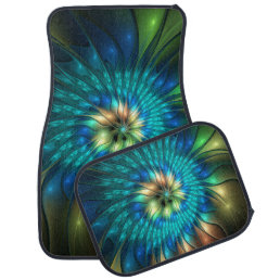 Luminous Fantasy Flower, Colorful Abstract Fractal Car Floor Mat