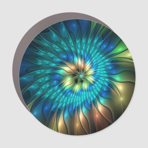 Luminous Fantasy Flower Colorful Abstract Fractal Car Magnet