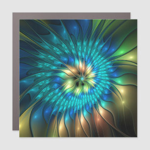 Luminous Fantasy Flower, Colorful Abstract Fractal Car Magnet
