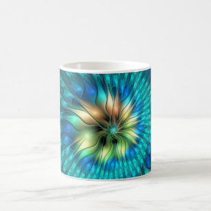 Luminous Fantasy Flower, Colorful Abstract Fractal Coffee Mug