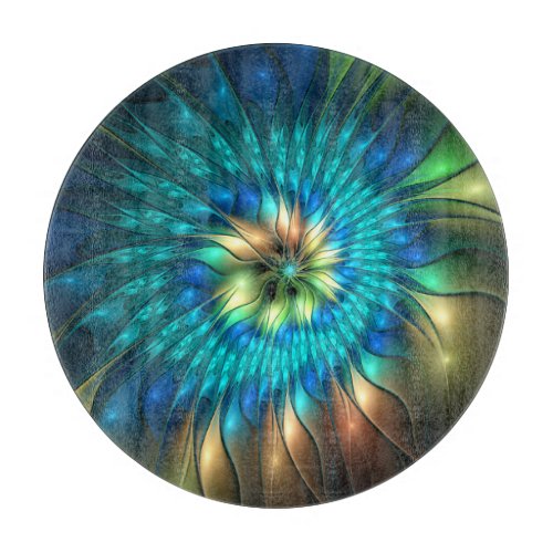 Luminous Fantasy Flower Colorful Abstract Fractal Cutting Board