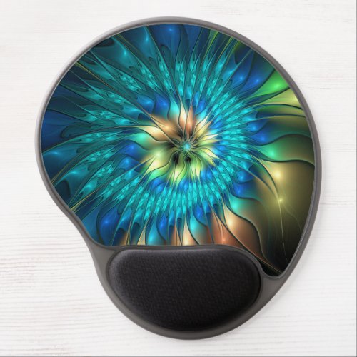 Luminous Fantasy Flower Colorful Abstract Fractal Gel Mouse Pad