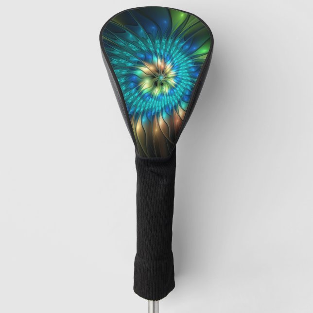 Luminous Fantasy Flower, Colorful Abstract Fractal Golf Head Cover (Front)