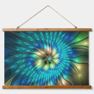 Luminous Fantasy Flower, Colorful Abstract Fractal Hanging Tapestry