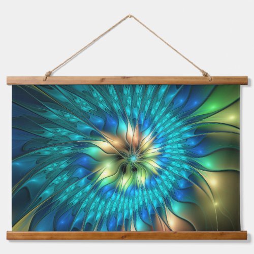 Luminous Fantasy Flower Colorful Abstract Fractal Hanging Tapestry