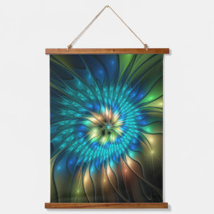 Luminous Fantasy Flower, Colorful Abstract Fractal Hanging Tapestry