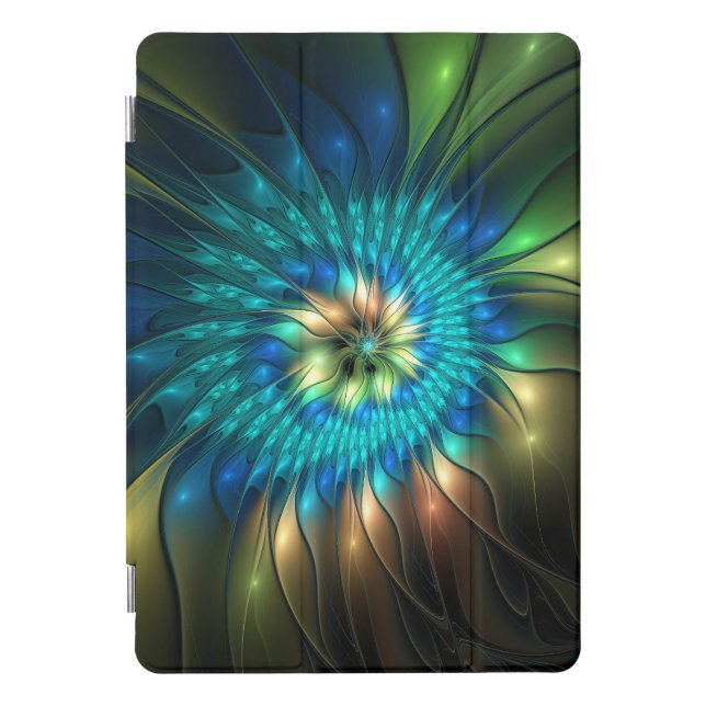 Luminous Fantasy Flower, Colorful Abstract Fractal iPad Pro Cover (Front)