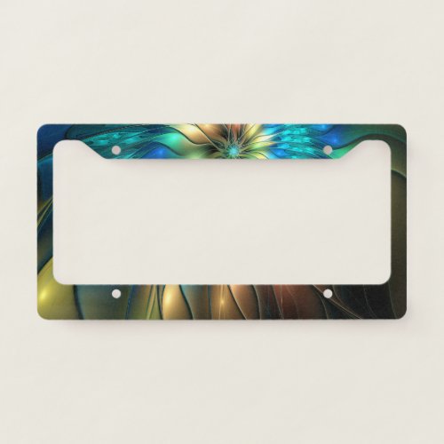 Luminous Fantasy Flower Colorful Abstract Fractal License Plate Frame