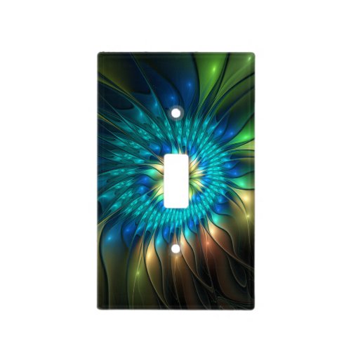Luminous Fantasy Flower Colorful Abstract Fractal Light Switch Cover