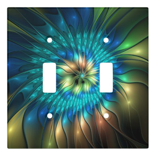 Luminous Fantasy Flower Colorful Abstract Fractal Light Switch Cover