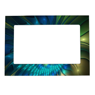 Luminous Fantasy Flower, Colorful Abstract Fractal Magnetic Frame
