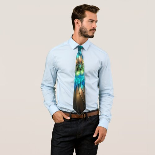 Luminous Fantasy Flower Colorful Abstract Fractal Neck Tie
