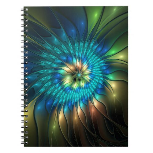 Luminous Fantasy Flower Colorful Abstract Fractal Notebook