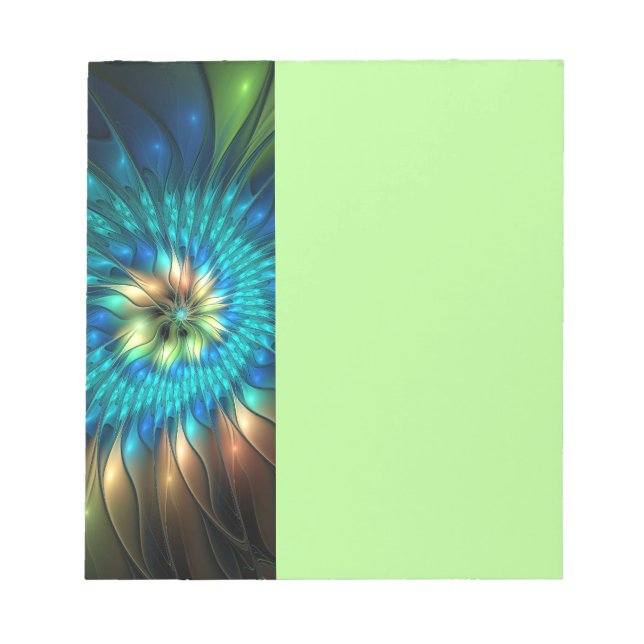 Luminous Fantasy Flower, Colorful Abstract Fractal Notepad (Front)
