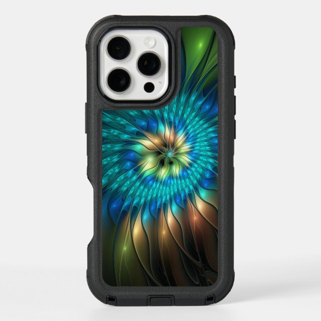 Luminous Fantasy Flower, Colorful Abstract Fractal Otterbox iPhone Case (Back)