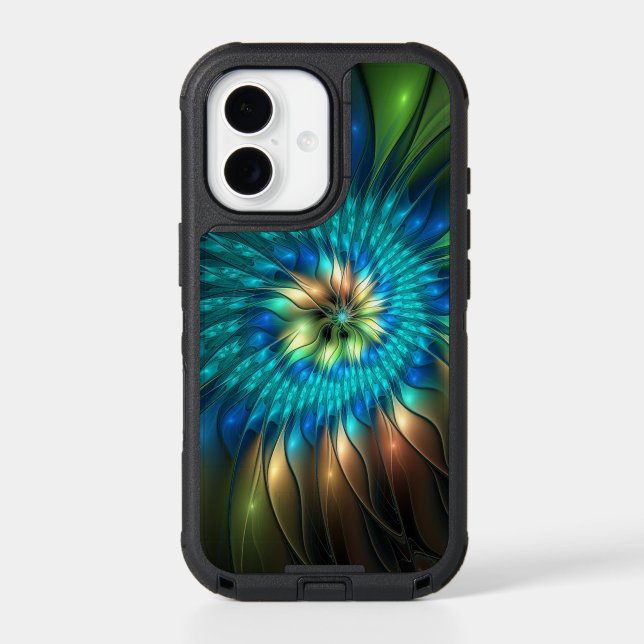 Luminous Fantasy Flower, Colorful Abstract Fractal Otterbox iPhone Case (Back)
