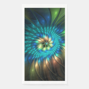 Luminous Fantasy Flower, Colorful Abstract Fractal Paper Guest Towels