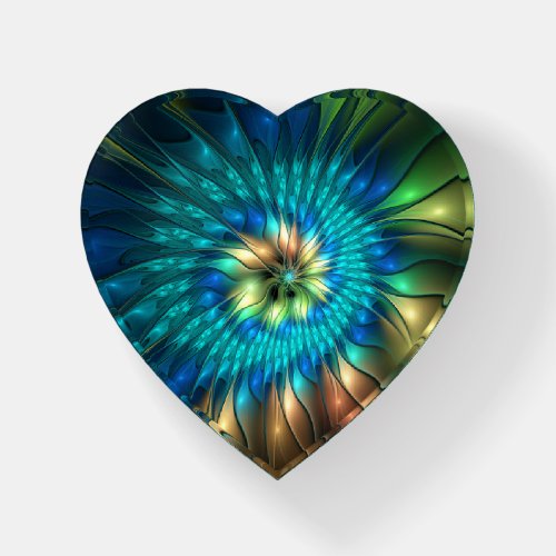 Luminous Fantasy Flower Colorful Abstract Fractal Paperweight