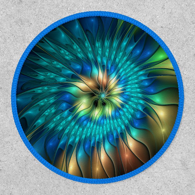Luminous Fantasy Flower, Colorful Abstract Fractal Patch (Front)