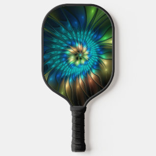 Luminous Fantasy Flower, Colorful Abstract Fractal Pickleball Paddle