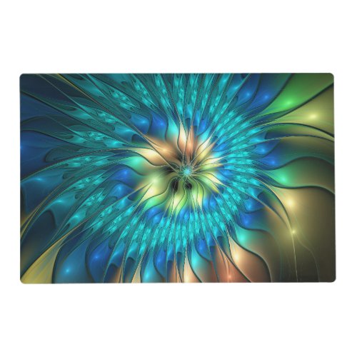 Luminous Fantasy Flower Colorful Abstract Fractal Placemat