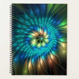 Luminous Fantasy Flower, Colorful Abstract Fractal Planner