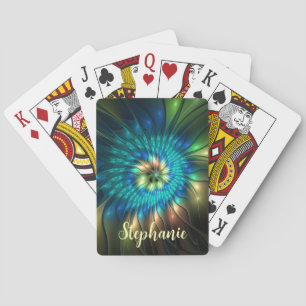 Luminous Fantasy Flower, Colorful Abstract Fractal Poker Cards