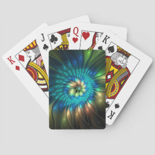 Luminous Fantasy Flower, Colorful Abstract Fractal Poker Cards