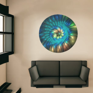 Luminous Fantasy Flower, Colorful Abstract Fractal Rug