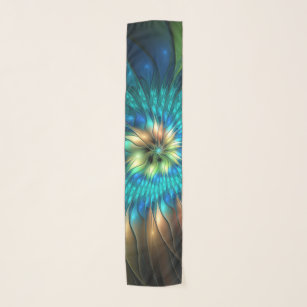 Luminous Fantasy Flower, Colorful Abstract Fractal Scarf