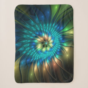 Luminous Fantasy Flower, Colorful Abstract Fractal Sherpa Blanket