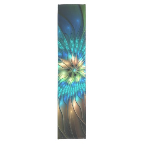 Luminous Fantasy Flower Colorful Abstract Fractal Short Table Runner