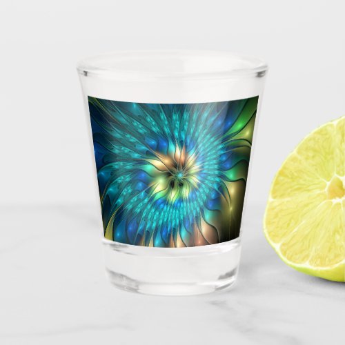 Luminous Fantasy Flower Colorful Abstract Fractal Shot Glass