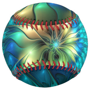 Luminous Fantasy Flower, Colorful Abstract Fractal Softball