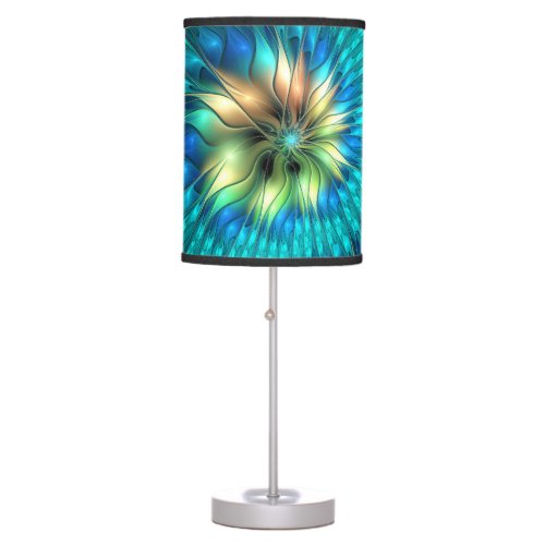 Luminous Fantasy Flower Colorful Abstract Fractal Table Lamp