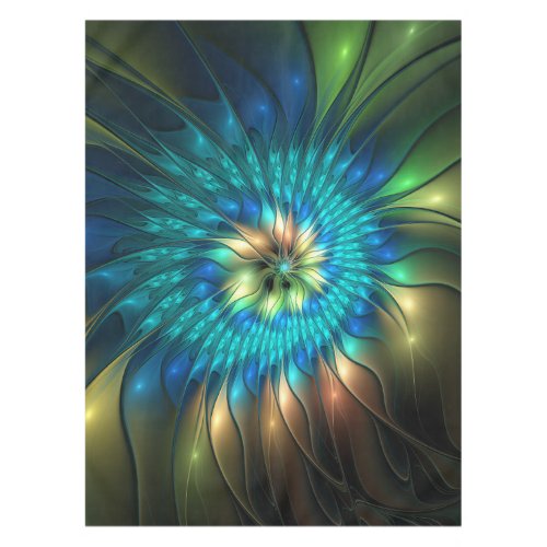 Luminous Fantasy Flower Colorful Abstract Fractal Tablecloth