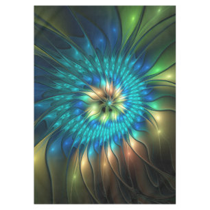 Luminous Fantasy Flower, Colorful Abstract Fractal Tablecloth