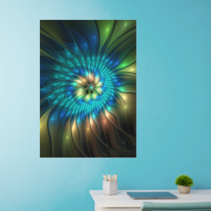 Luminous Fantasy Flower, Colorful Abstract Fractal Wall Decal