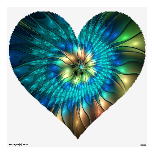 Luminous Fantasy Flower, Colorful Abstract Fractal Wall Decal (Front)