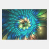 Luminous Fantasy Flower, Colorful Abstract Fractal Wrapping Paper Sheets (Front 3)